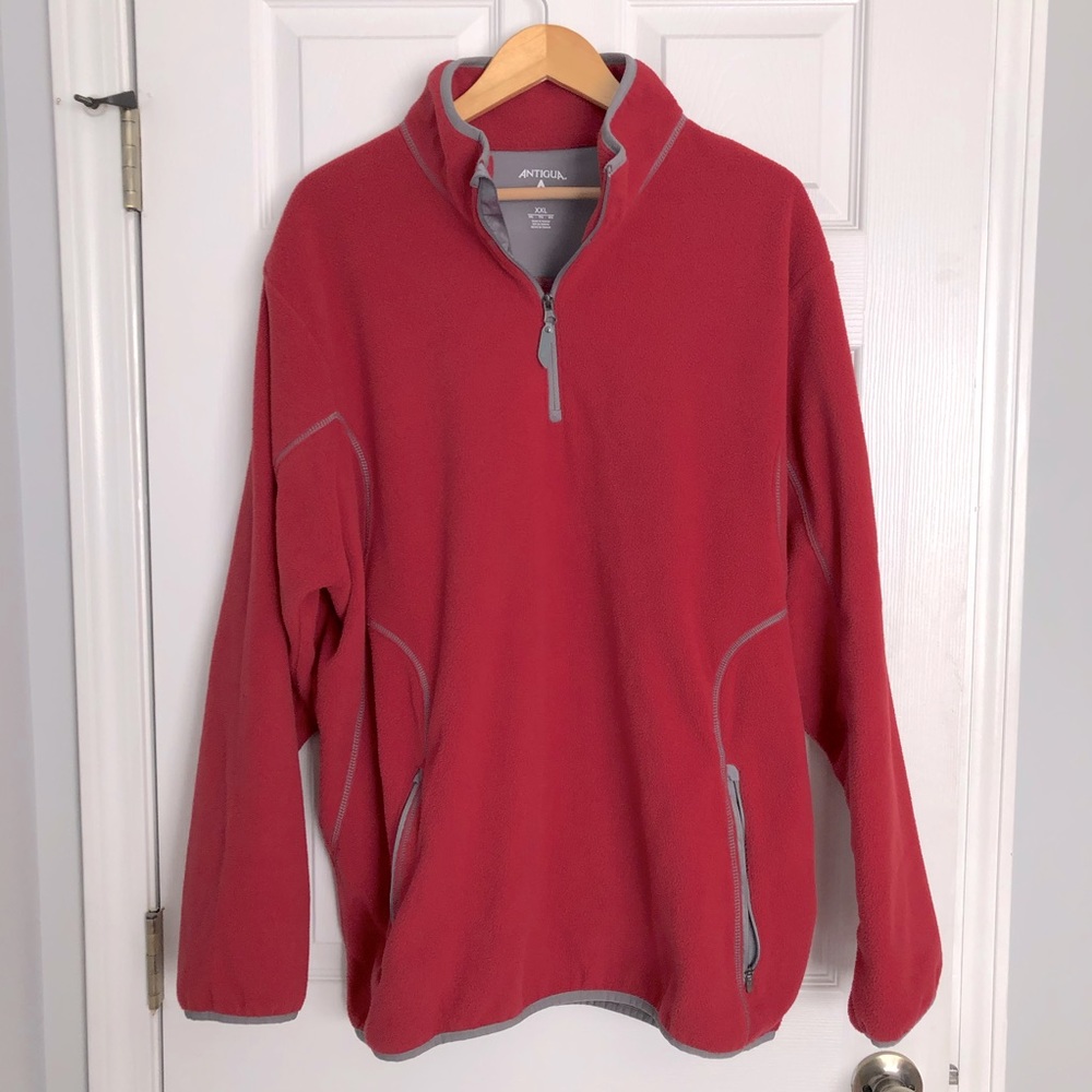 Antigua Fleece quarter zip pullover. Red XXL size